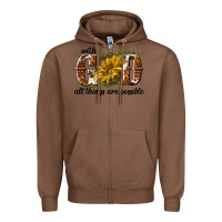 Chestnut with god all things are possible Zipper Hoodie - NancyCooperArtShop