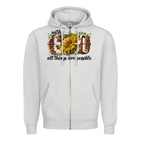 Dove Grey with god all things are possible Zipper Hoodie - NancyCooperArtShop