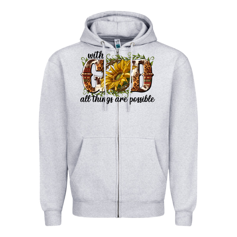 With God All Things Are Possible Zipper Hoodie by NancyCooperArtShop | Teevron