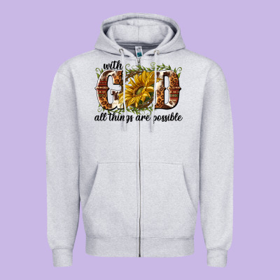 With God All Things Are Possible Zipper Hoodie Designed By Nancycooperartshop