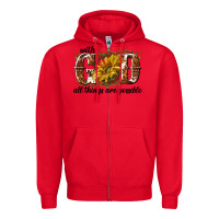 Red with god all things are possible Zipper Hoodie - NancyCooperArtShop