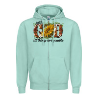 Seafoam with god all things are possible Zipper Hoodie - NancyCooperArtShop