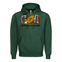 Sports Green with god all things are possible Zipper Hoodie - NancyCooperArtShop