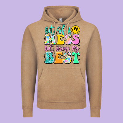 Bit Of A Mess But Doing My Best Vintage Hoodie Designed By Jahusdesignshop