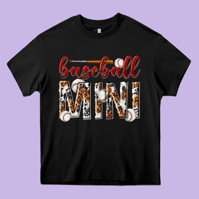 Baseball Mini With Leopard Heavy Core Tee Designed By Texasbilliewilder