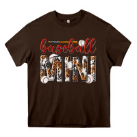 Chocolate Brown baseball mini with leopard Heavy Core Tee - texasbilliewilder