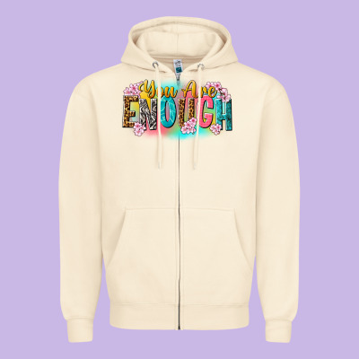 You Are Enough Zipper Hoodie Designed By Nancycooperartshop