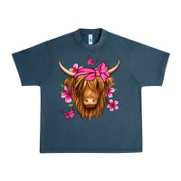Midnight Navy floral pink bandana longhaired cow Urban Heavy Tee - Jasminsmagicworld