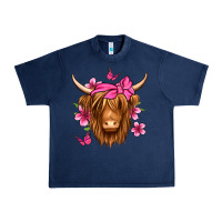 Navy floral pink bandana longhaired cow Urban Heavy Tee - Jasminsmagicworld