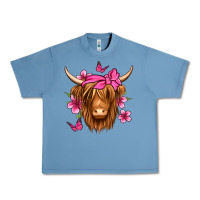Pebble Blue floral pink bandana longhaired cow Urban Heavy Tee - Jasminsmagicworld