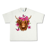 Pistachio floral pink bandana longhaired cow Urban Heavy Tee - Jasminsmagicworld