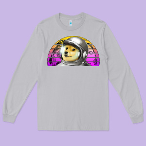 Dogecoin To The Mars Long Sleeve Tee Designed By Jasminsmagicworld