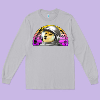 Dogecoin To The Mars Long Sleeve Tee Designed By Jasminsmagicworld