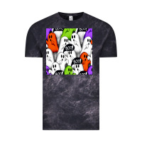 Cloud Black boo ghosts seamless pattern Vintage Tee - BundleAndBundleShop