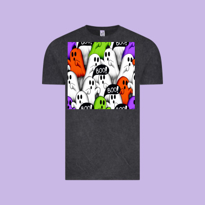 Boo Ghosts Seamless Pattern Vintage Tee Designed By Bundleandbundleshop
