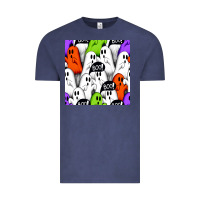 Vintage Denim boo ghosts seamless pattern Vintage Tee - BundleAndBundleShop