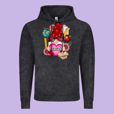 Valentines Day Teacher Gnome Vintage Hoodie Designed By Ranaportraitstore