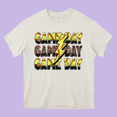 Game Day Game Day Softball Lightning Bolt Heavy Core Tee Designed By Zillion Design Studio