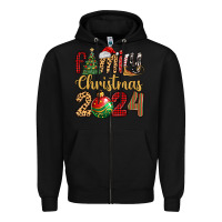 Black family christmas 2024 Zipper Hoodie - MaliasSmallBusiness