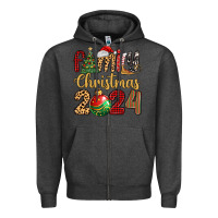 Charcoal Heather family christmas 2024 Zipper Hoodie - MaliasSmallBusiness