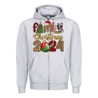 Heather Grey family christmas 2024 Zipper Hoodie - MaliasSmallBusiness