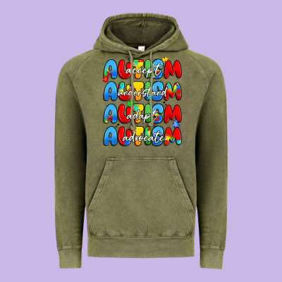 Autism Accept Understand Adopt Advocate Vintage Hoodie Designed By Jahusdesignshop
