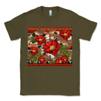 Army Green red flower and cactus with cowhide and aztec Classic Tee - Artiststas