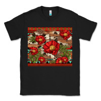 Black red flower and cactus with cowhide and aztec Classic Tee - Artiststas
