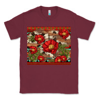 Burgundy red flower and cactus with cowhide and aztec Classic Tee - Artiststas