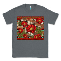 Charcoal Heather red flower and cactus with cowhide and aztec Classic Tee - Artiststas