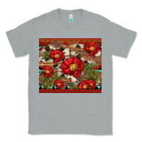 Heather Grey red flower and cactus with cowhide and aztec Classic Tee - Artiststas