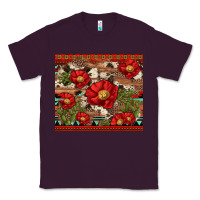 Plum red flower and cactus with cowhide and aztec Classic Tee - Artiststas