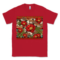 Red red flower and cactus with cowhide and aztec Classic Tee - Artiststas