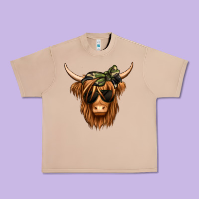 Camouflage Long Haired Cow Urban Heavy Tee Designed By Jasminsmagicworld