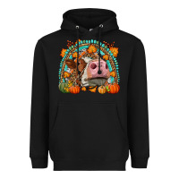 Black Fall Cow Rainbow Heavyweight Hoodie - LillyAllenDesigns
