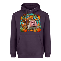 Plum Fall Cow Rainbow Heavyweight Hoodie - LillyAllenDesigns