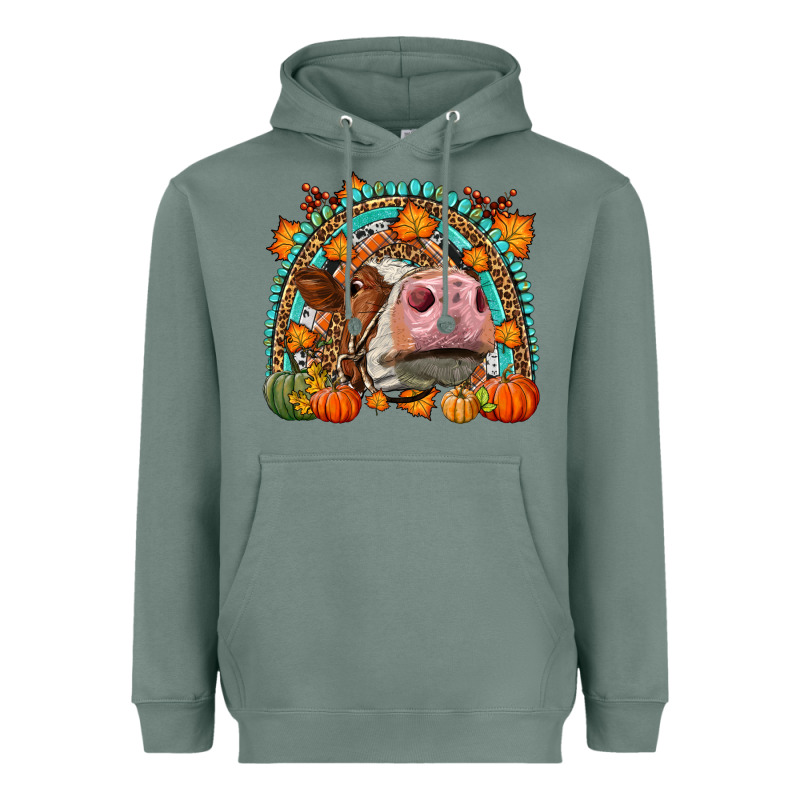 Fall Cow Rainbow Heavyweight Hoodie by LillyAllenDesigns | Teevron