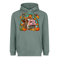Sage Fall Cow Rainbow Heavyweight Hoodie - LillyAllenDesigns