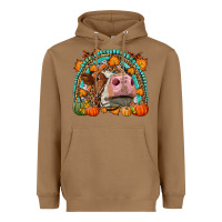 Toasted Coconut Fall Cow Rainbow Heavyweight Hoodie - LillyAllenDesigns