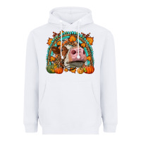 White Fall Cow Rainbow Heavyweight Hoodie - LillyAllenDesigns