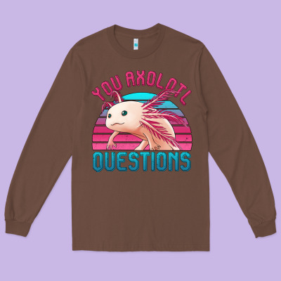 You Axolotl Questions 80's Retro Sunset Long Sleeve Tee Designed By Jasminsmagicworld