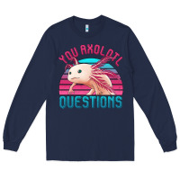 Navy you axolotl questions 80's retro sunset Long Sleeve Tee - Jasminsmagicworld