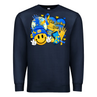 Navy retro disco ball the lucky few smile face Premium Sweatshirt - Artiststas