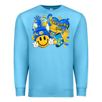 Ocean Blue retro disco ball the lucky few smile face Premium Sweatshirt - Artiststas