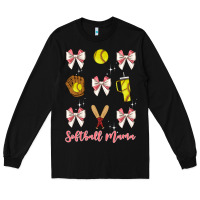 Black softball coquette bow Long Sleeve Tee - JahusDesignShop