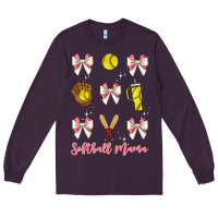 Plum softball coquette bow Long Sleeve Tee - JahusDesignShop