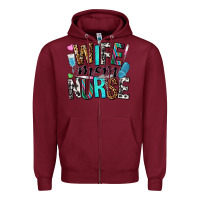 Burgundy wife mom nurse Zipper Hoodie - NancyCooperArtShop