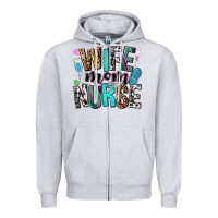 Heather Grey wife mom nurse Zipper Hoodie - NancyCooperArtShop