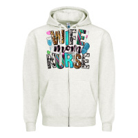 Oatmeal Heather wife mom nurse Zipper Hoodie - NancyCooperArtShop