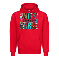 Red wife mom nurse Zipper Hoodie - NancyCooperArtShop